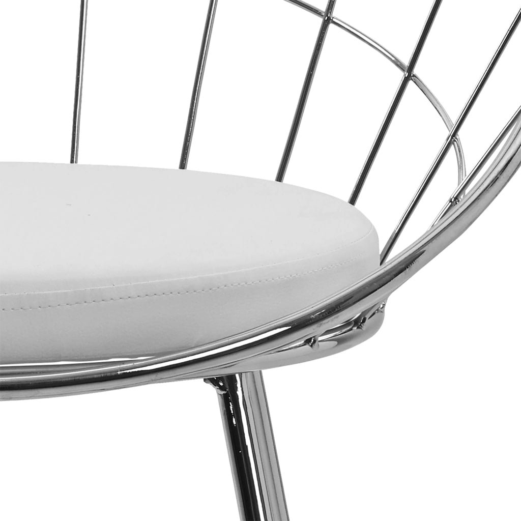Set di 2 sgabelli da bar 65cm in metallo cromato e cuscino bianco ALEX