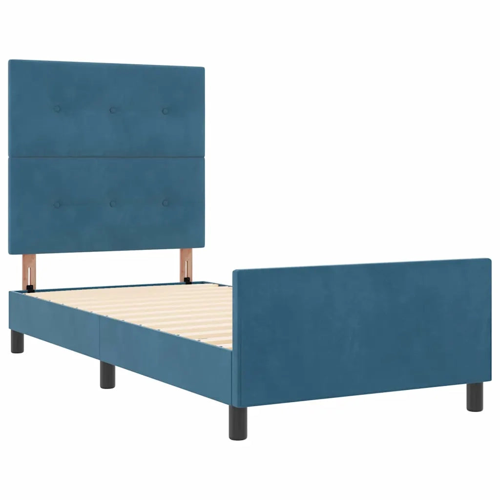 Letto a molle con testiera Blu Scuro 90 x 190 cm Velluto 3344913