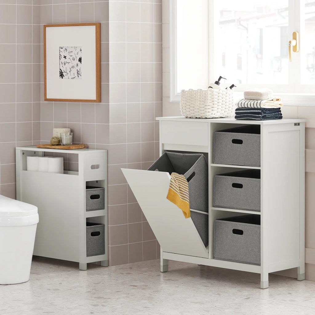 Mobile lavanderia con sacchi Portabiancheria pieghevoli Mobile da bagno Bianco 80x38x91cm BZR77-W SoBuy