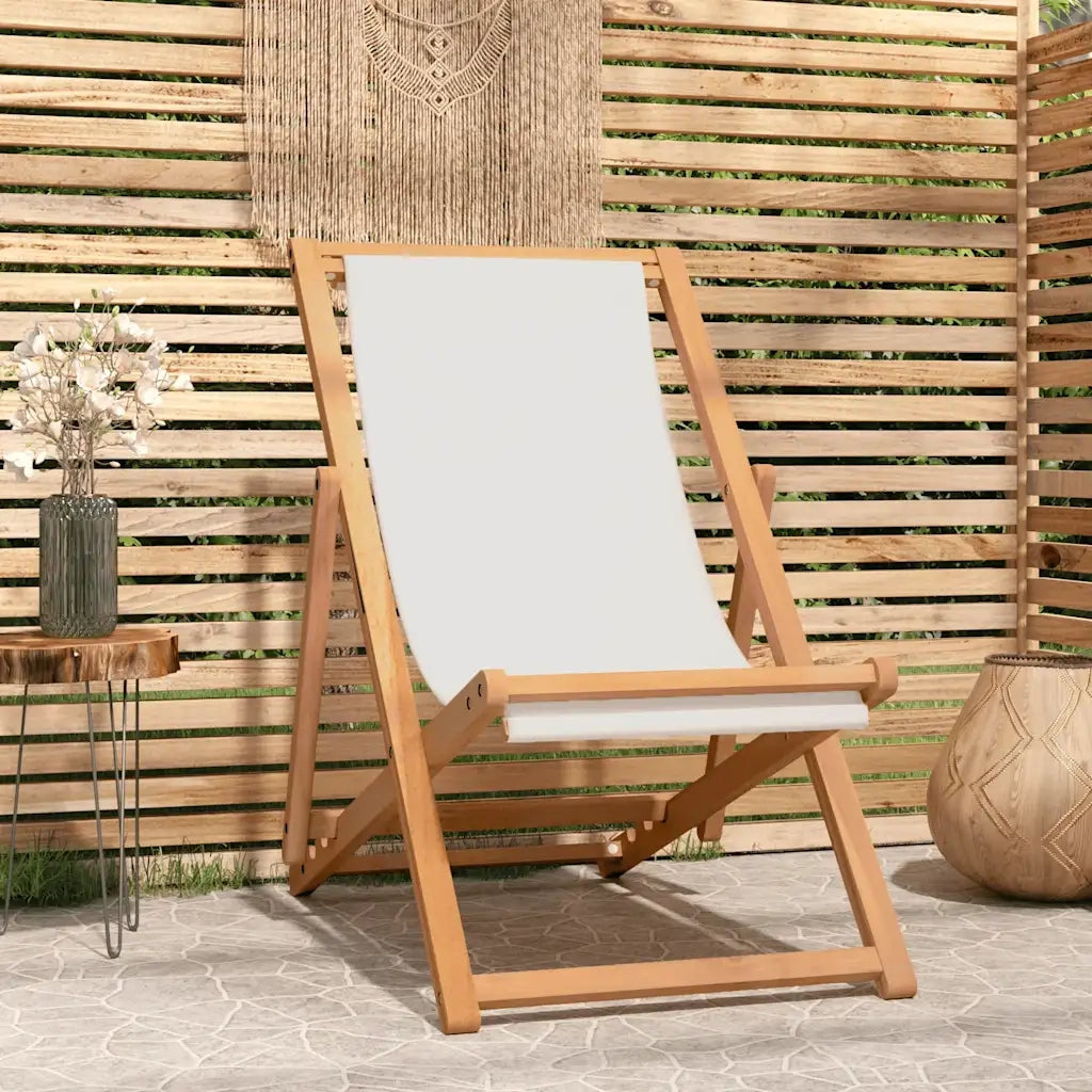 Sedia da Giardino | Sedia a Sdraio in Legno di Teak 56x105x96 cm Crema
