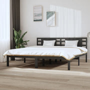 Giroletto-Struttura Letto Grigio in Legno Massello di Pino 200x200 cm 746664