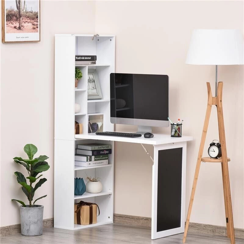 TAVOLO SCRIVANIA PIEGHEVOLE CON LIBRERIA E LAVAGNA BIANCO