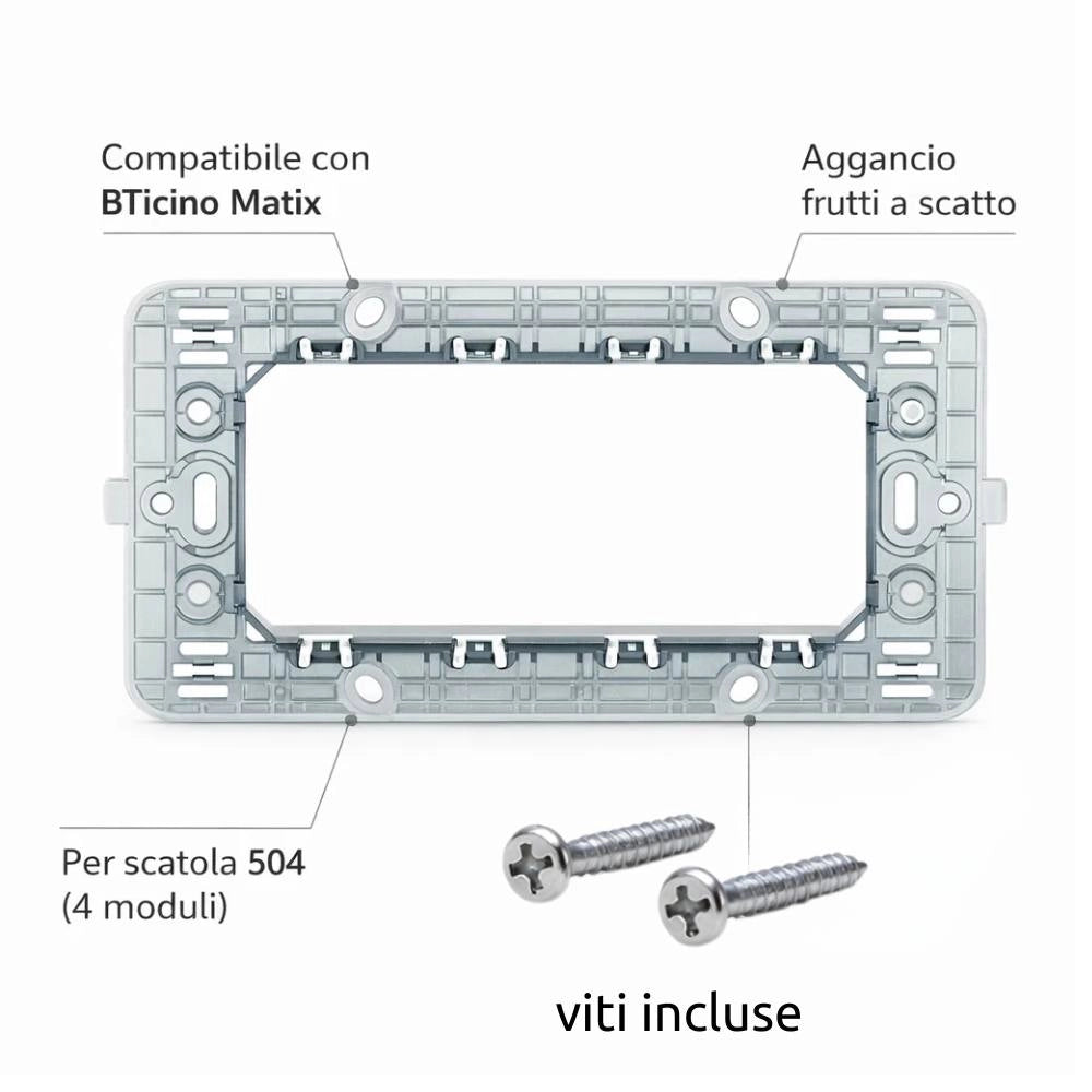 Biesse supporto per placche compatibili con bticino matix diverse modulazioni *** numero posti 4 posti, confezione 1