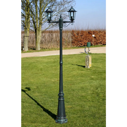 Lampione da Giardino 2 Bracci 215 cm Verde Scuro/Nero Alluminio 40247