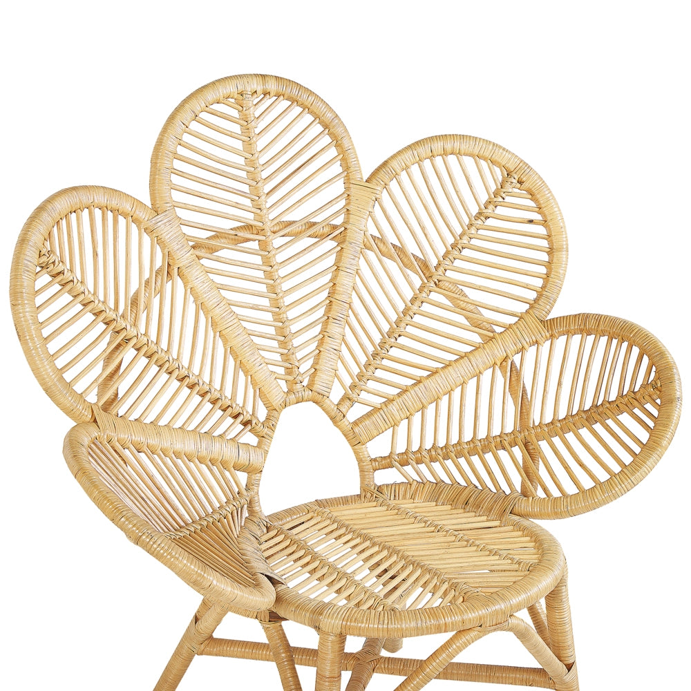 Set di 2 sedie pavone cuscino in cotone rattan beige giardino all'aperto per interni boho