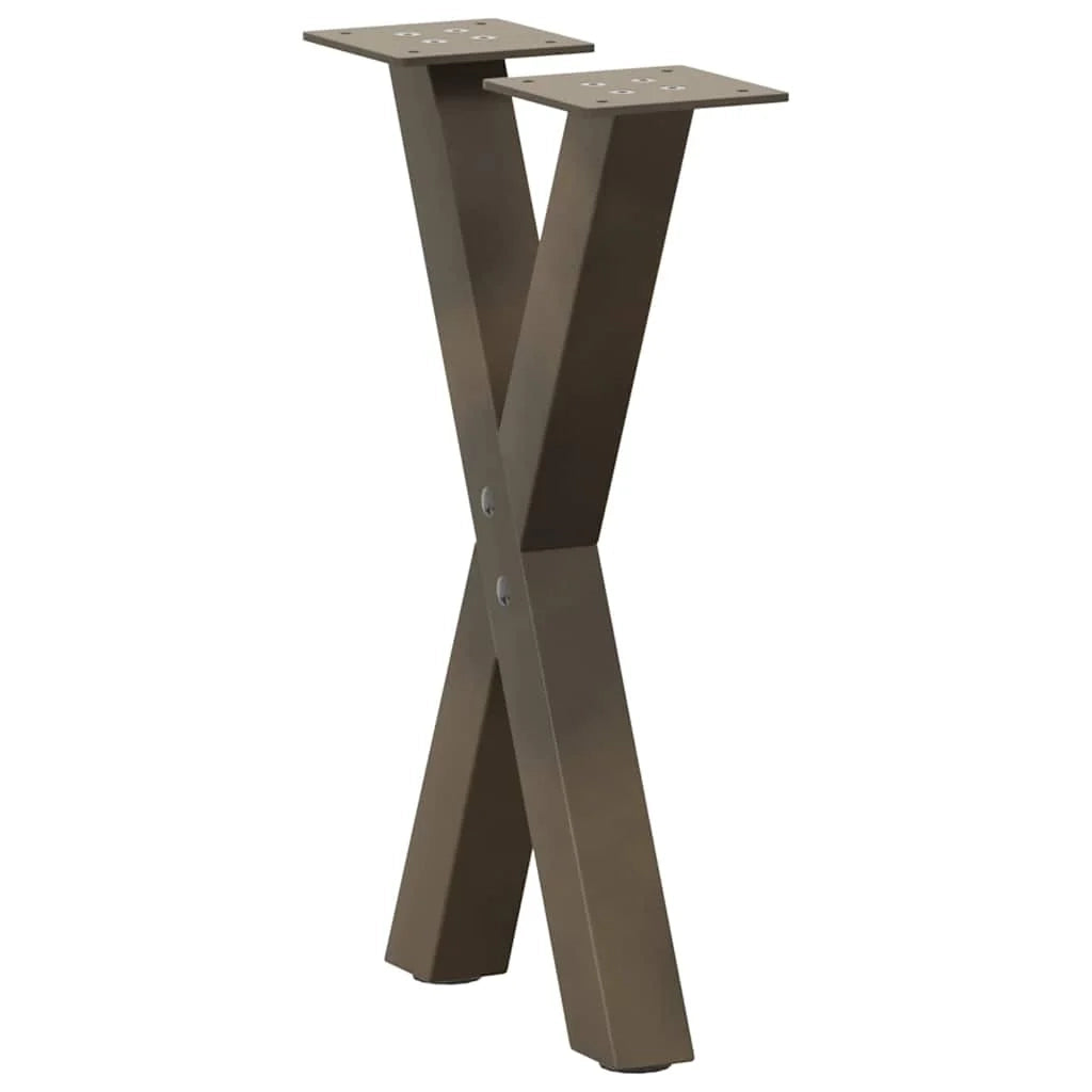 Set di 2 gambe per tavolino da caffè a forma di X 28 x 43 cm con piedini regolabili design moderno acciaio naturale 02_0057166