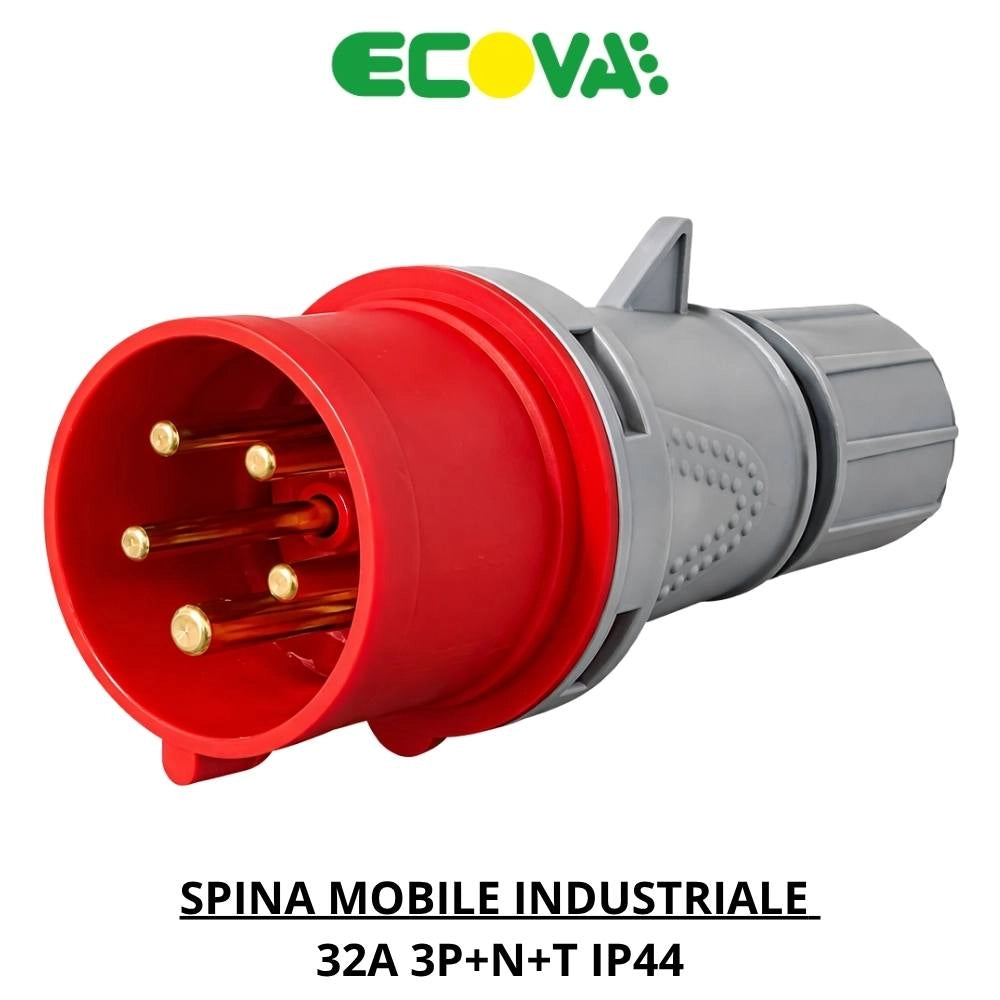 Ecova spina industriale trifase rossa ip44 3pnt per cantiere *** ampere 32 ampere, confezione 1