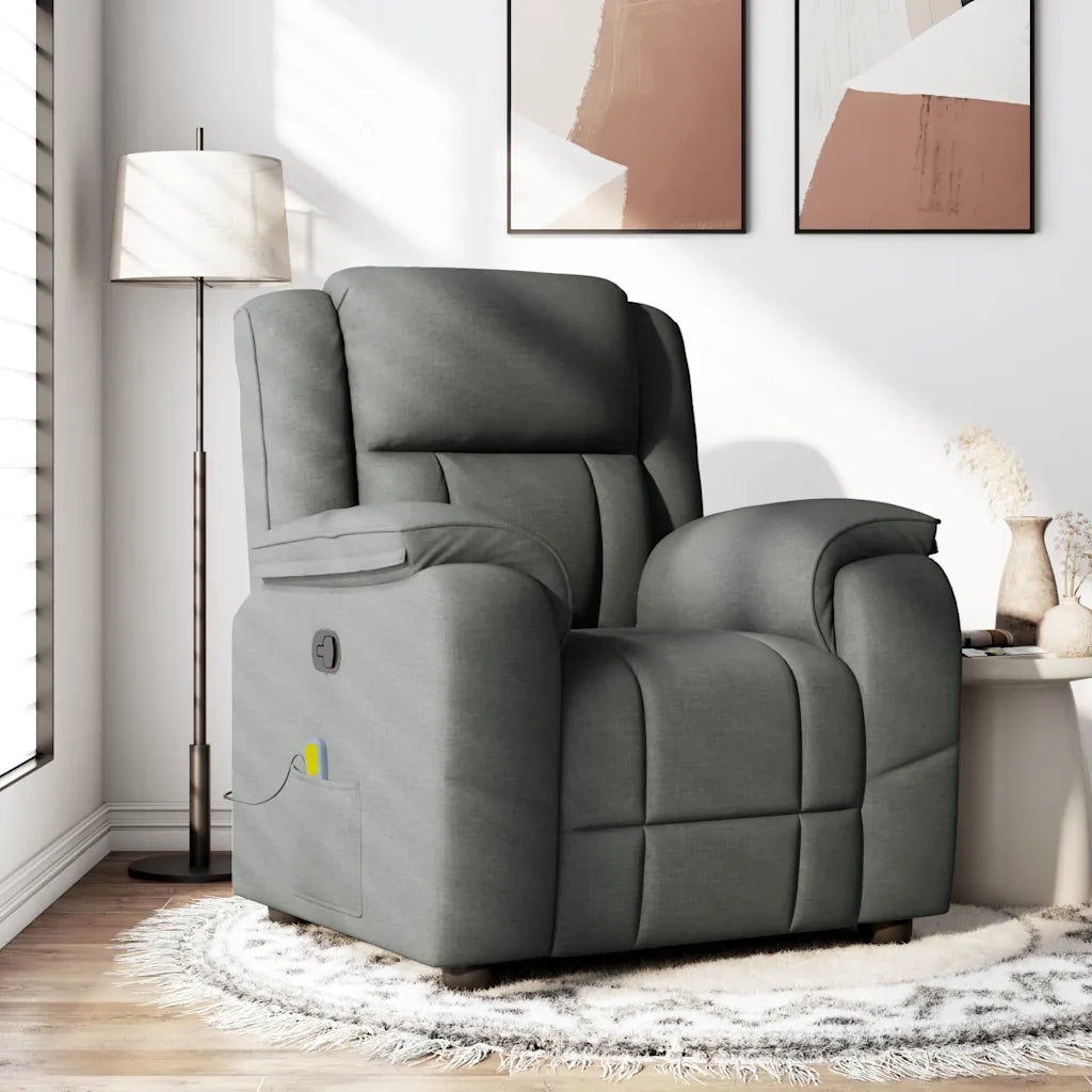 Divano Sedia-Poltrona reclinabile massaggiante in Tessuto Grigio Scuro 826757