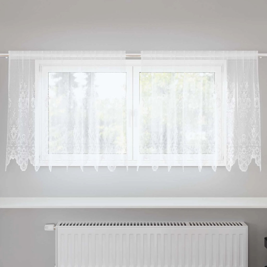 Tenda in Pizzo con tende Bianco 100 x 200 cm Poliestere 4107762