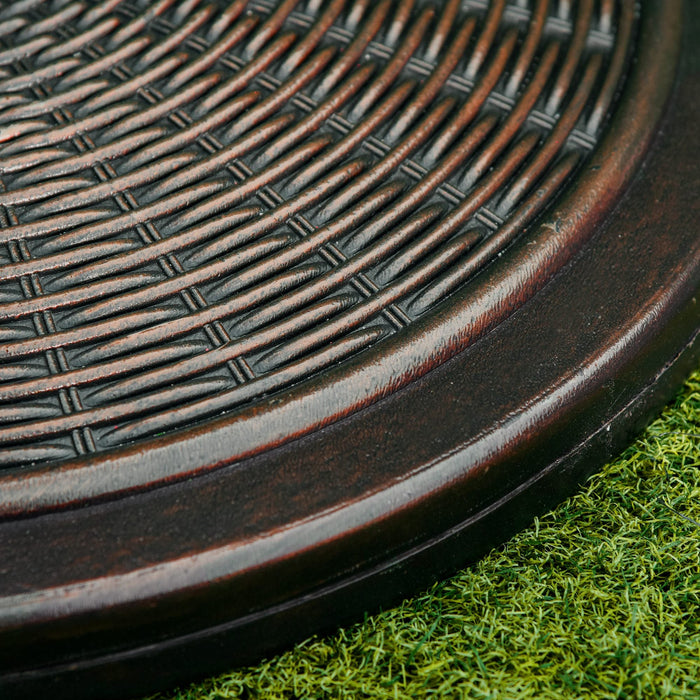 Base per Ombrellone  da 14kg con Effetto Rattan  Ø48x34 cm in Cemento e Plastica Bronzo