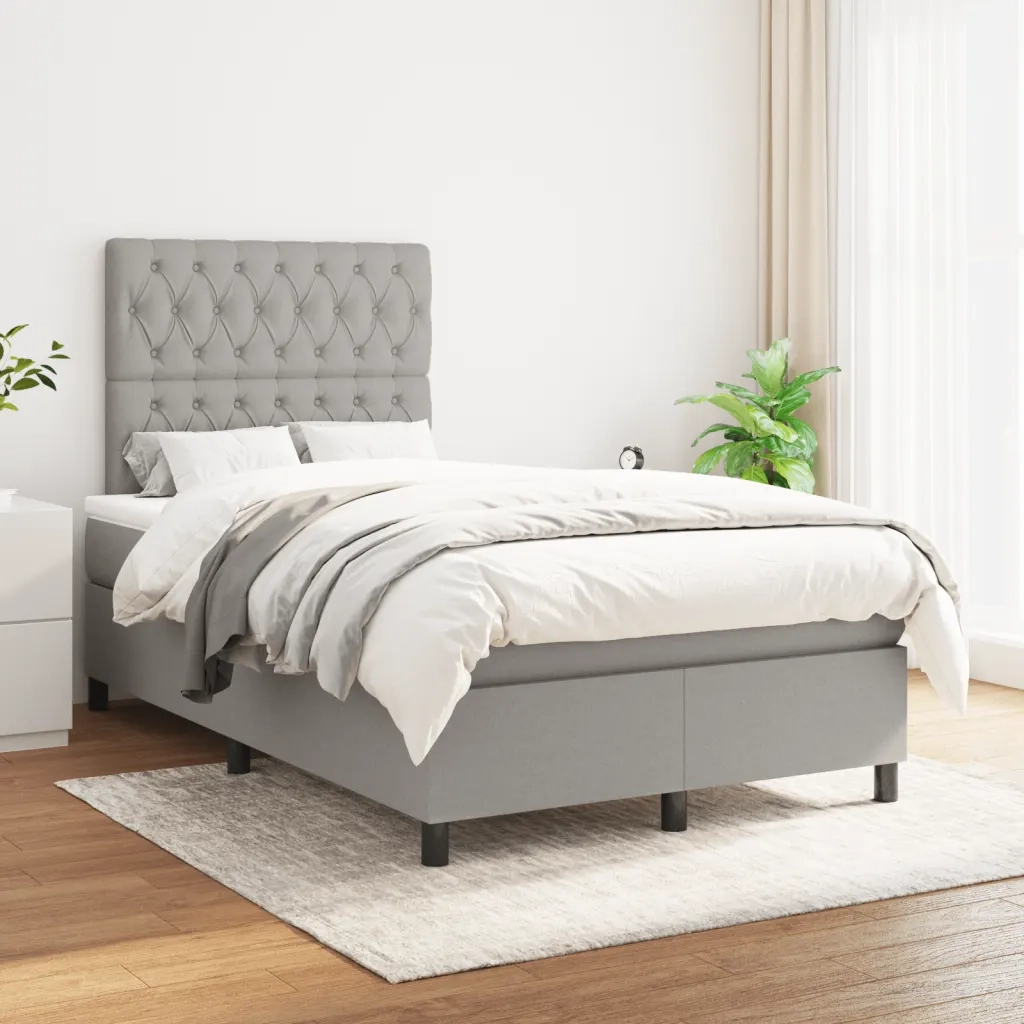 Giroletto a Molle con Materasso Grigio Chiaro 120x190cm Tessuto 3269902
