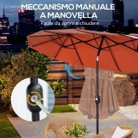 Ombrellone da Giardino Doppio Inclinabile con Apertura a Manovella, 295x152x222cm, Rosso