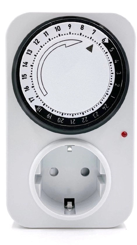 Timer meccanico per interni, bianco, intervalli regolabili da 15 minuti, 24 ore, interruttore timer meccanico, presa universale, timer
