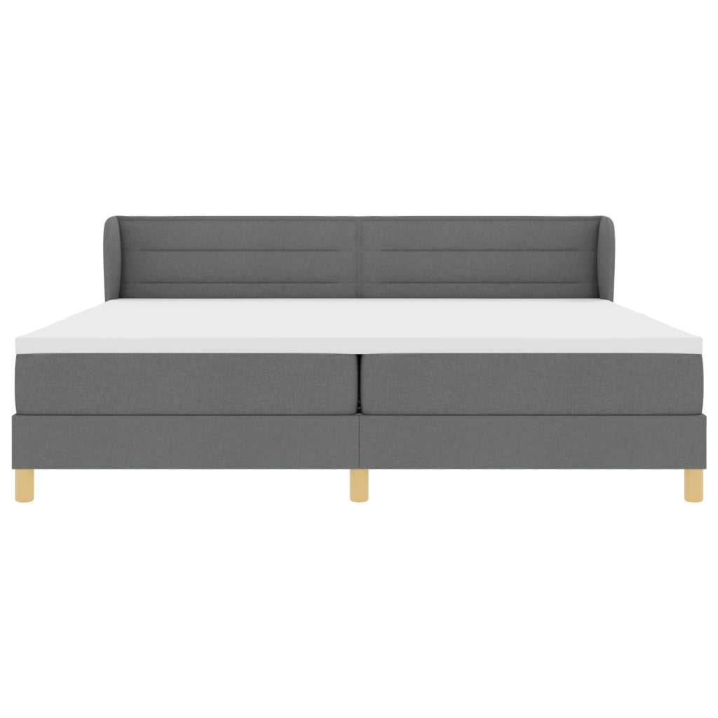 Letto Box Spring con Materasso Grigio Scuro 200x200 cm in Tessuto