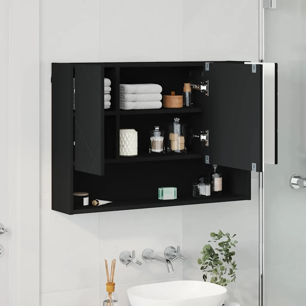 Mobiletto per specchio Nero 80 x 17 x 55 cm Legno multistrato 883355