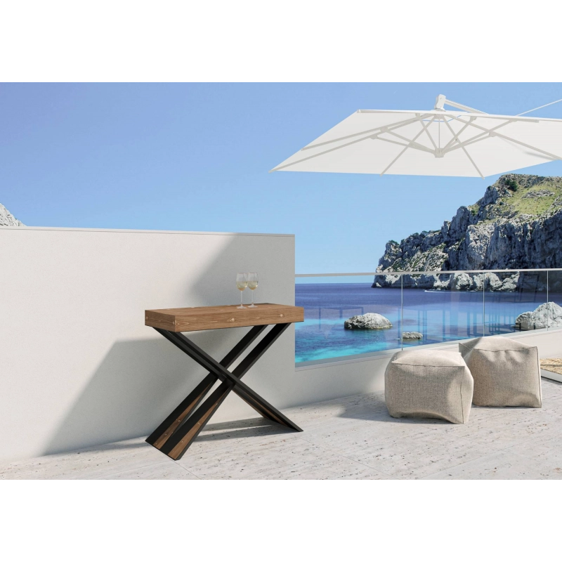 Consolle allungabile 90x40/190 cm Diago Small telaio Antracite - Abete Tinto