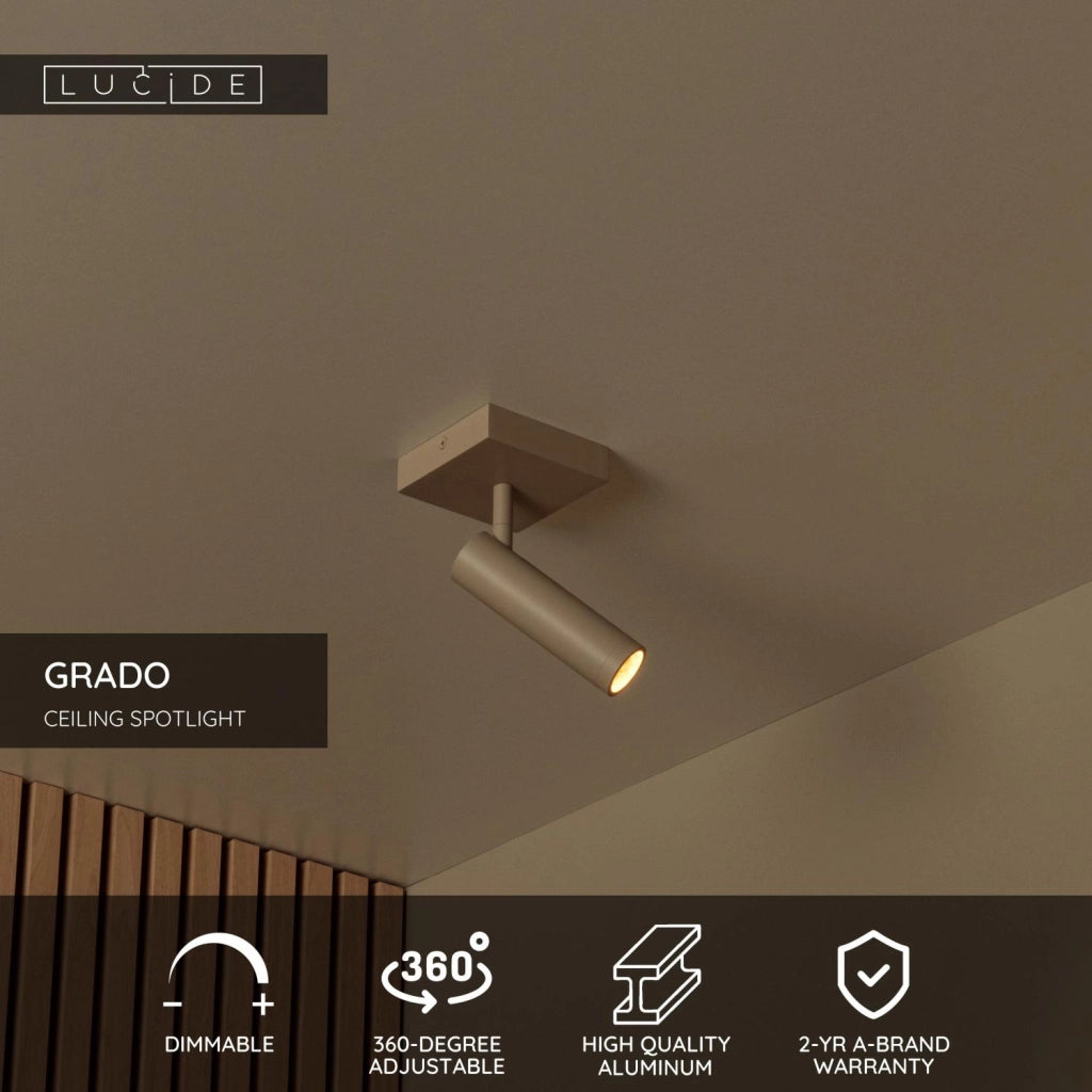 Faretto da soffitto GRADO 1xMR11 taupe quadrato Lucide