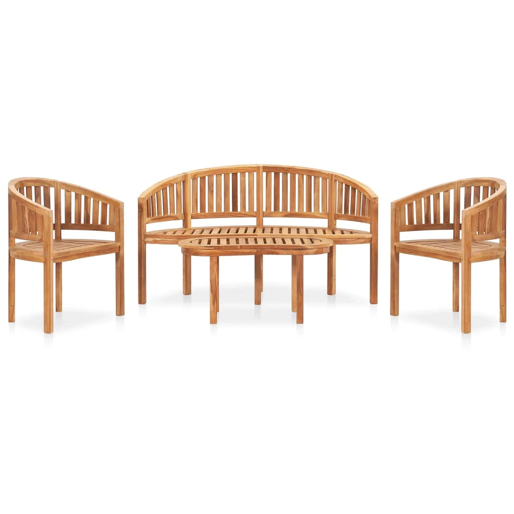 Mobili da giardino mobili da esterno Set di mobili da 4 pezzi in legno massello di teak a forma di banana 02_0016250