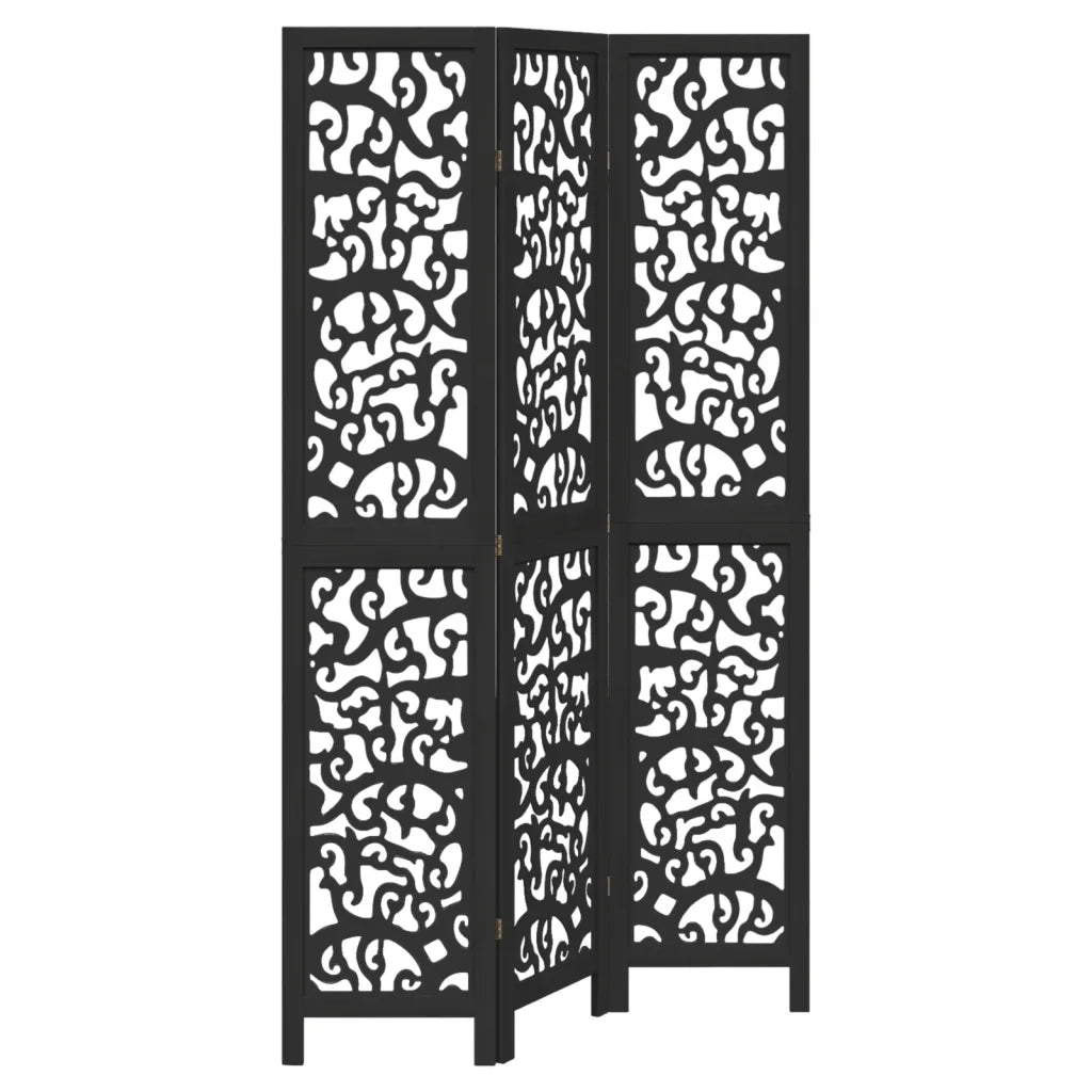 Divisorio Ambienti | Divider per stanze | Paravento 3 Pannelli Nero Legno Massello di Paulownia