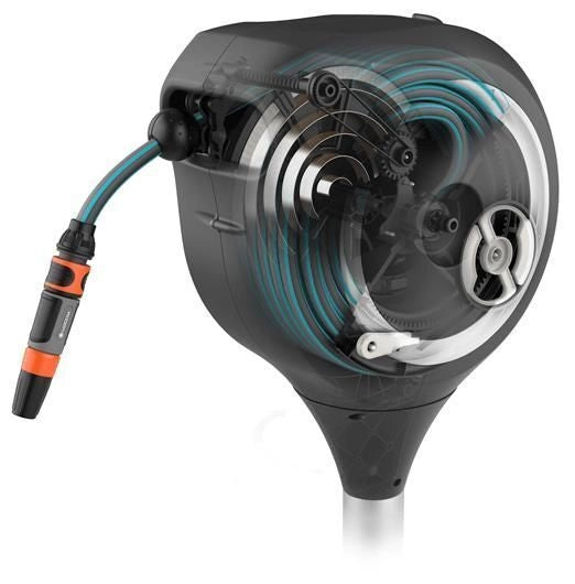 Gardena 18617-20 RollUp M Avvolgitubo da Terrazzo 20 m Tubo 11 mm Resistente UV Rotazione 360° colore Nero