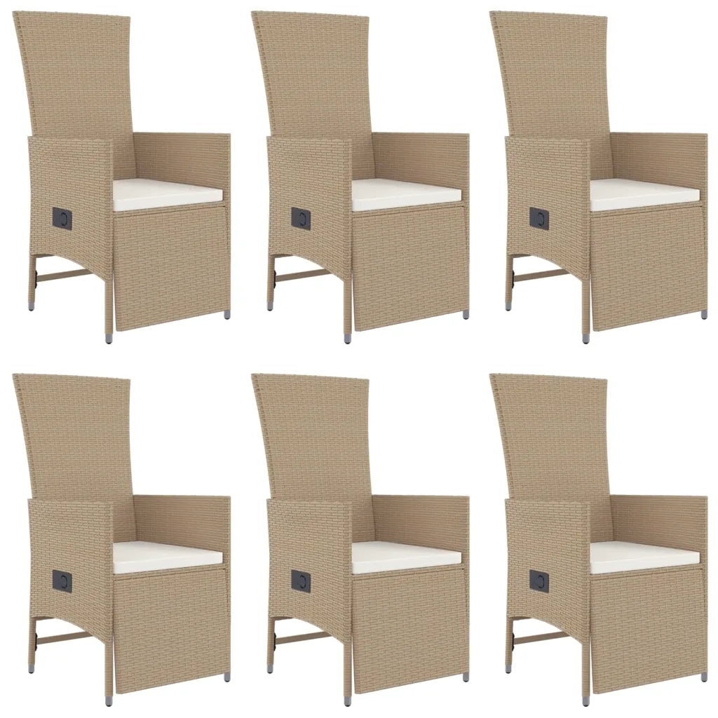 Set da Pranzo da Giardino 7 pz con Cuscini Beige in Polyrattan 3157578