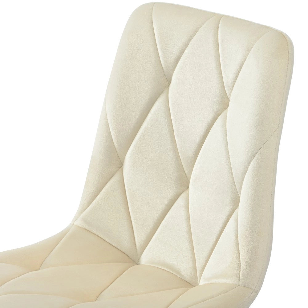 Set Tavolo da Pranzo Allungabile con 4 Sedie ¨C Xylo ¨C Piano Rettangolare, Velluto Beige, Gambe Nere