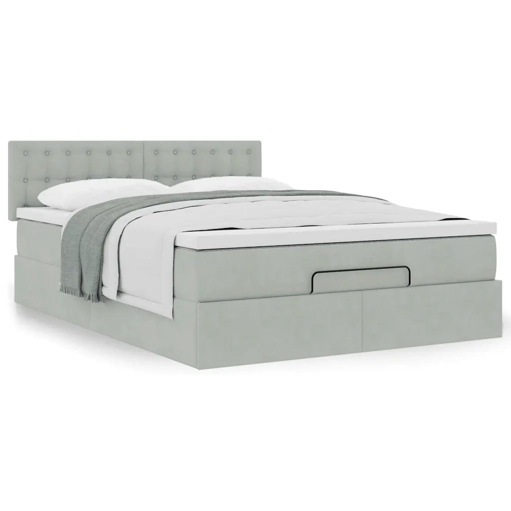 Struttura Letto Pouf con Materasso 140x200 cm in Velluto 3311921