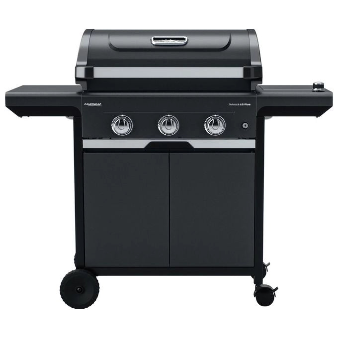 Campingaz 2181070 Select 3 LS Plus Barbecue a Gas 3 Fuochi 11300 W con Bruciatore Laterale Sistema InstaClean Griglia in Ghisa Colore Nero Grigio