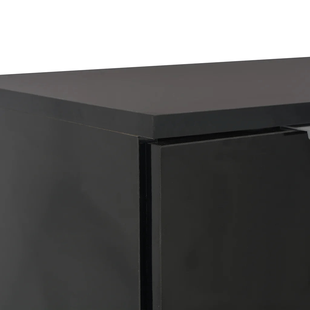 Credenza con Finitura-Buffet-Armadio da cucina Lucida Nera 71x35x80 cm in Truciolato