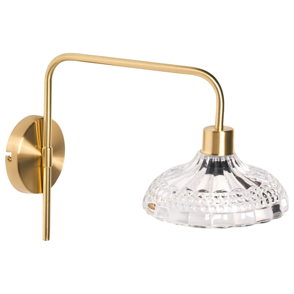 Lampada da parete in ferro dorato con paralume in vetro a tamburo per camera da letto e soggiorno stile moderno industriale