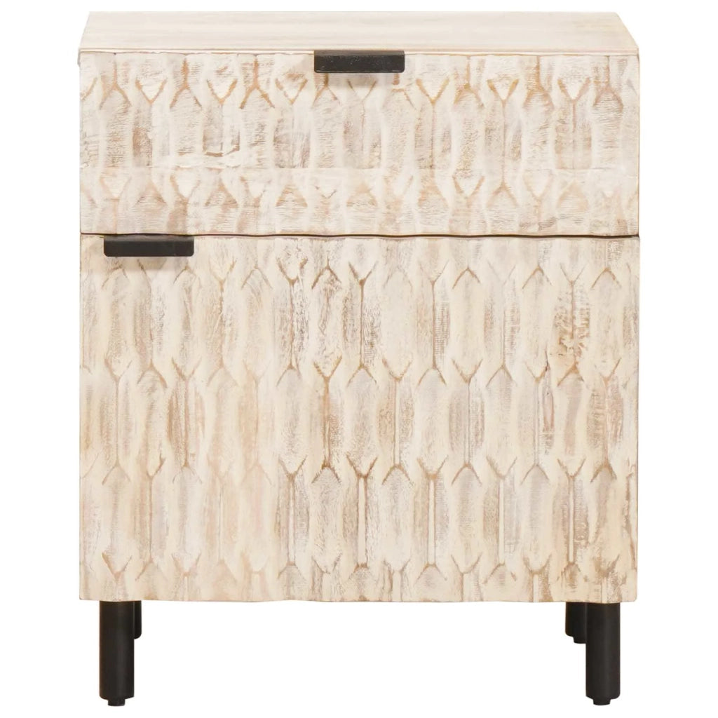 Armadio da Notte Bianco 50 x 33 x 60 cm Legno di mango massello
