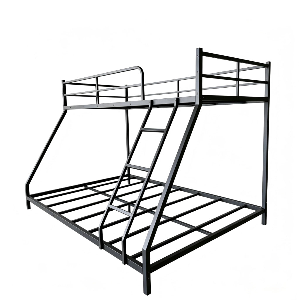 Letto a castello in metallo nero salvaspazio con 2 posti letto 200x140x137 cm