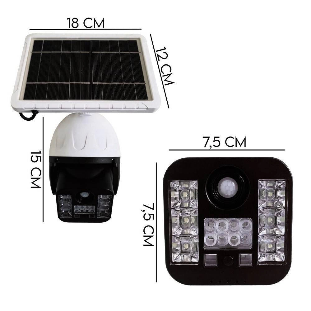Trade Shop - Telecamera Finta Sicurezza Luce Lampada Solare Con Sensore Di Movimento 60 W Led -