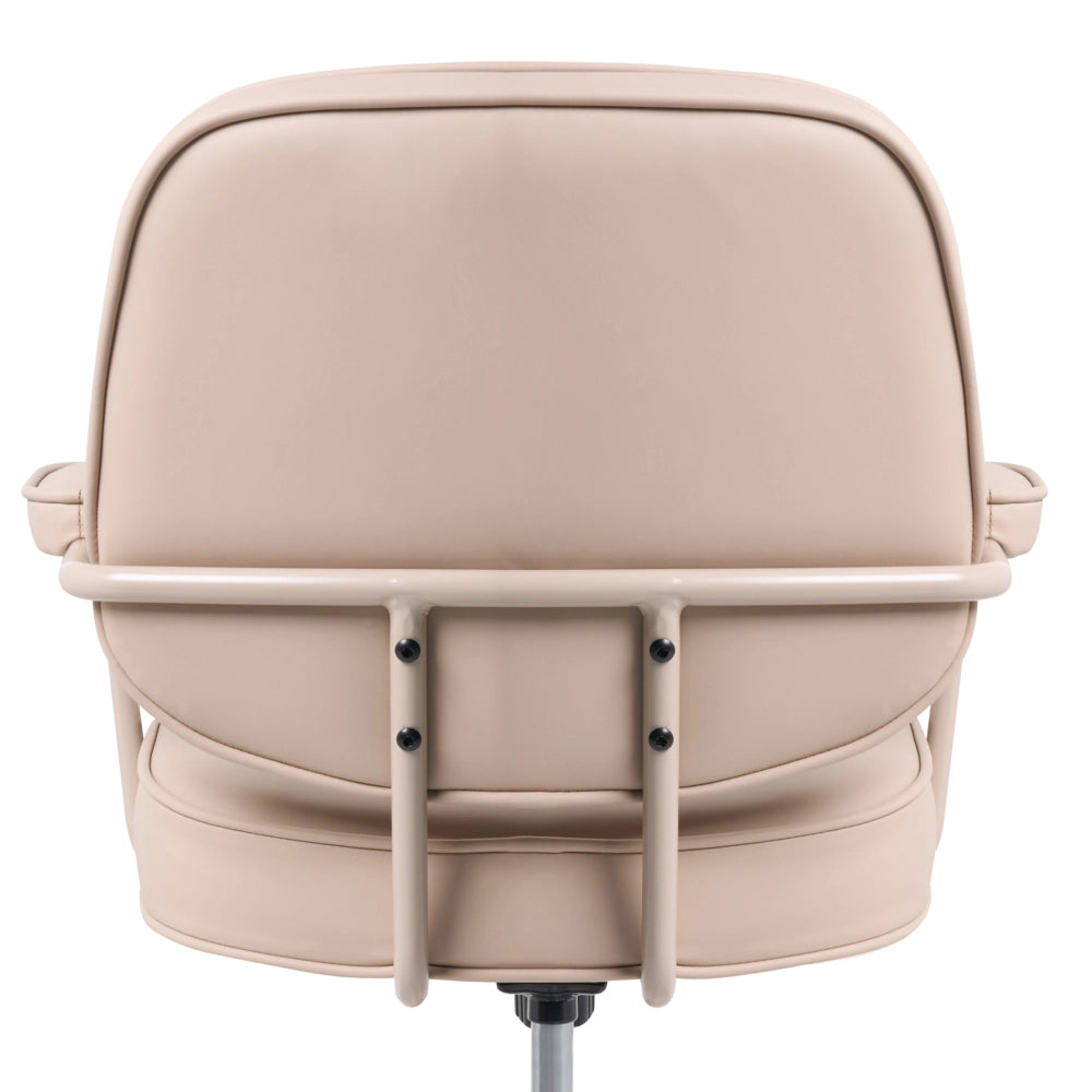 Sedia da ufficio in ecopelle beige con struttura in metallo nero, imbottita, girevole e regolabile Arredamento per ufficio