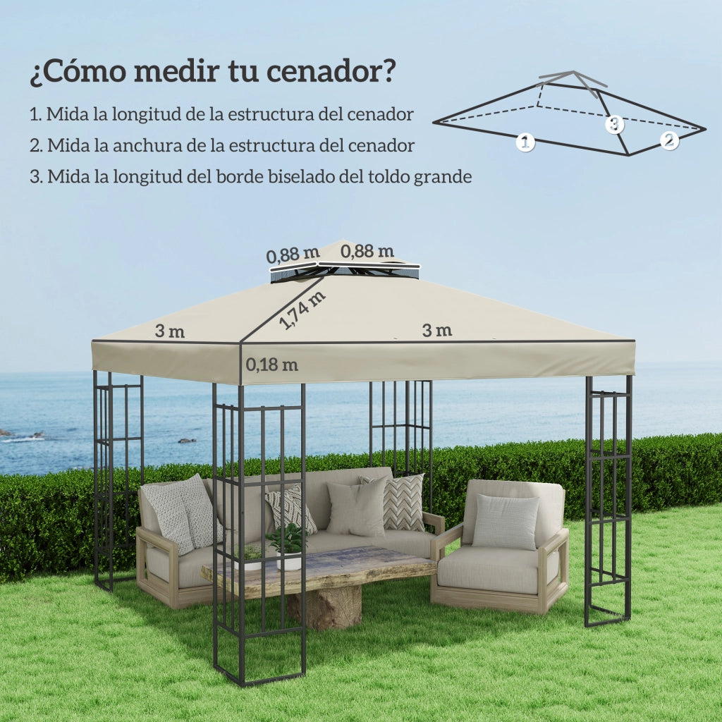 Toldo da giardino 3x3 m ¨C zephmum ¨C crema