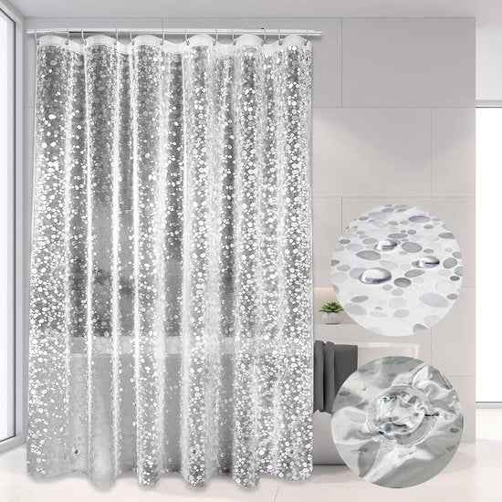 Douchegordijn con magnete - Antimuffa - 1 pezzo - Translucido - PEVA - 180x200 cm