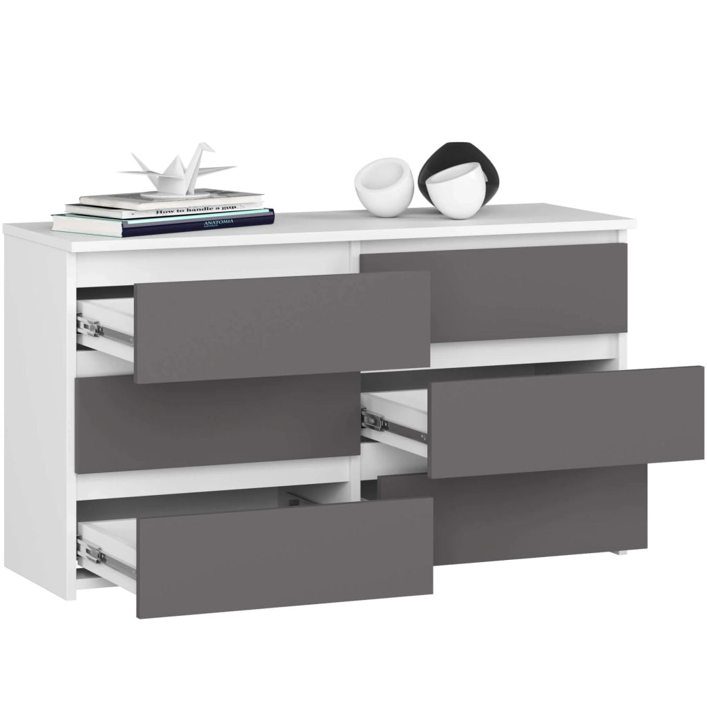 Cassettiera CL100 compatta AKORD Bianca 100 cm 6 cassetti inserto frontale Grigio Grafite 100x35x57 cm