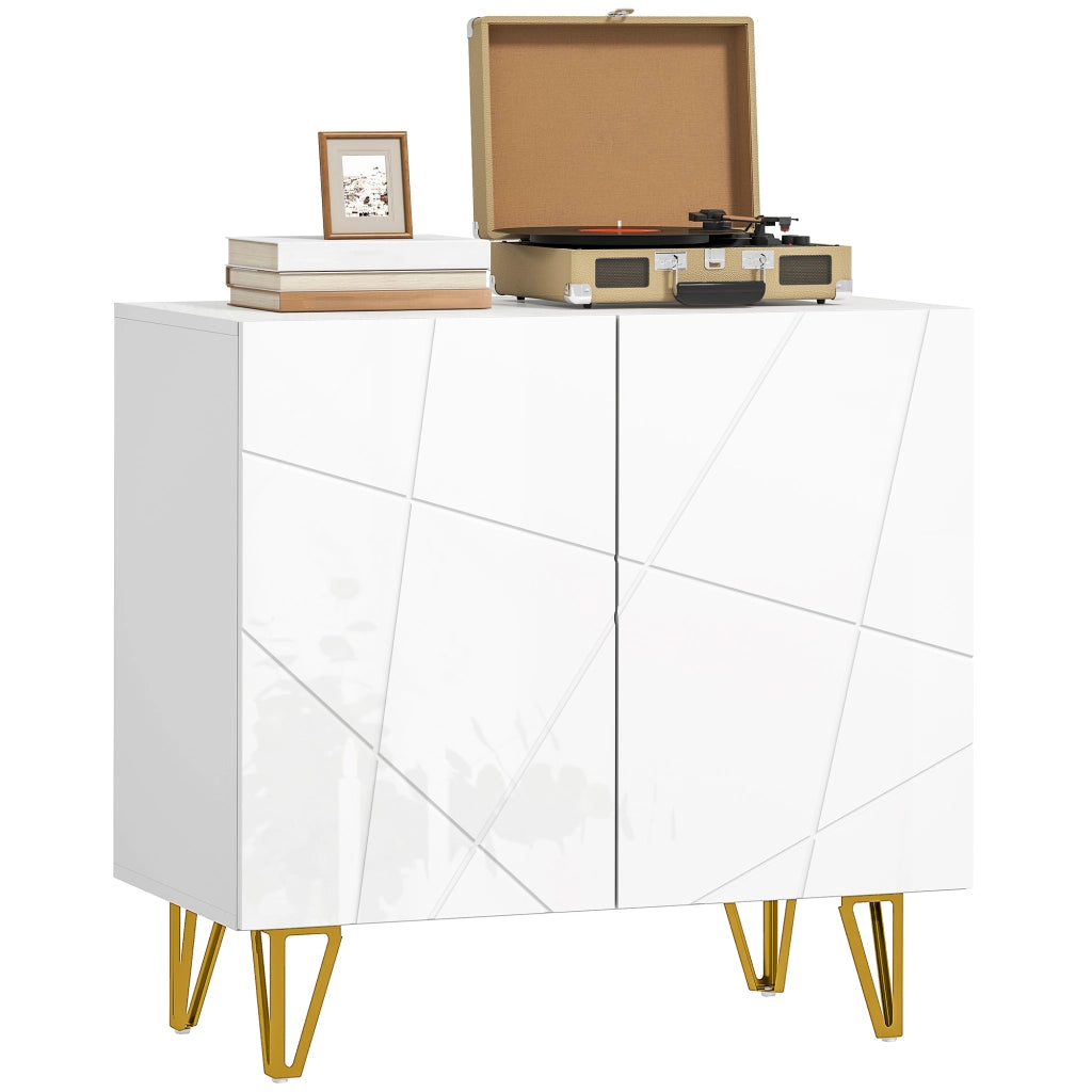 Consolle Ingresso con 2 Ante e Ripiani Aggiustabili per Cucina e Salotto ¨C Zephmum ¨C 80x40x75 cm Bianco