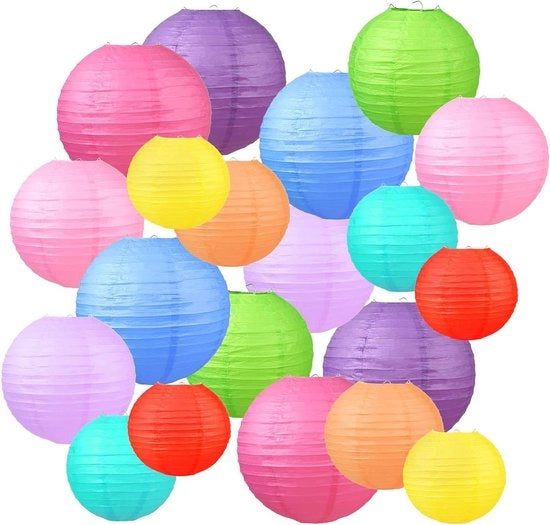 Set di 20 lanterne in carta colorata per vacanze, matrimoni e compleanni