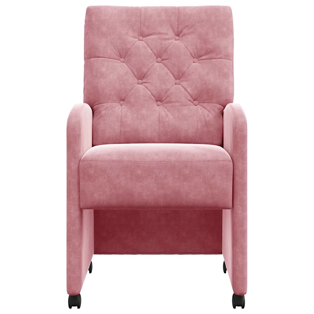 Sedie da Pranzo con Ruote 2 pcs Rosa 58 x 67 x 97 cm Velluto