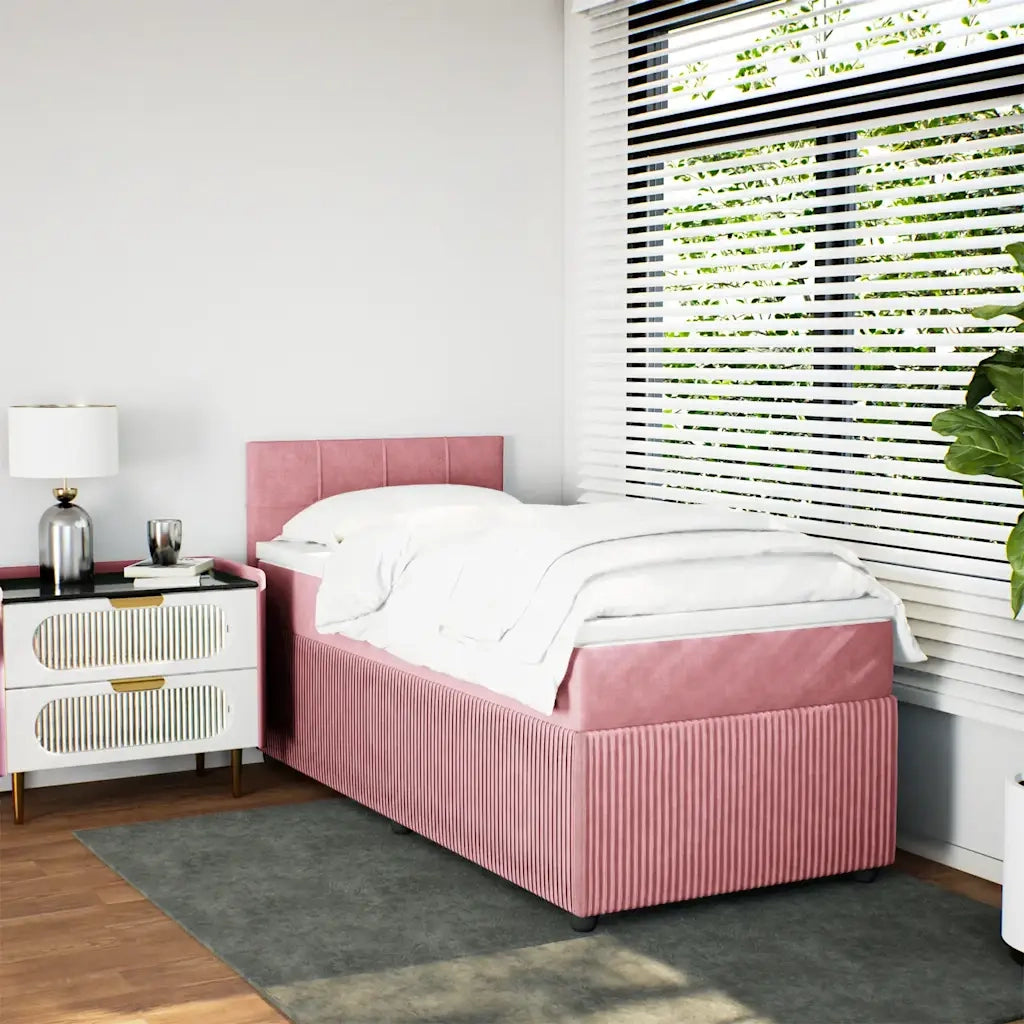 Giroletto a Molle con Materasso Rosa 100x200 cm in Velluto