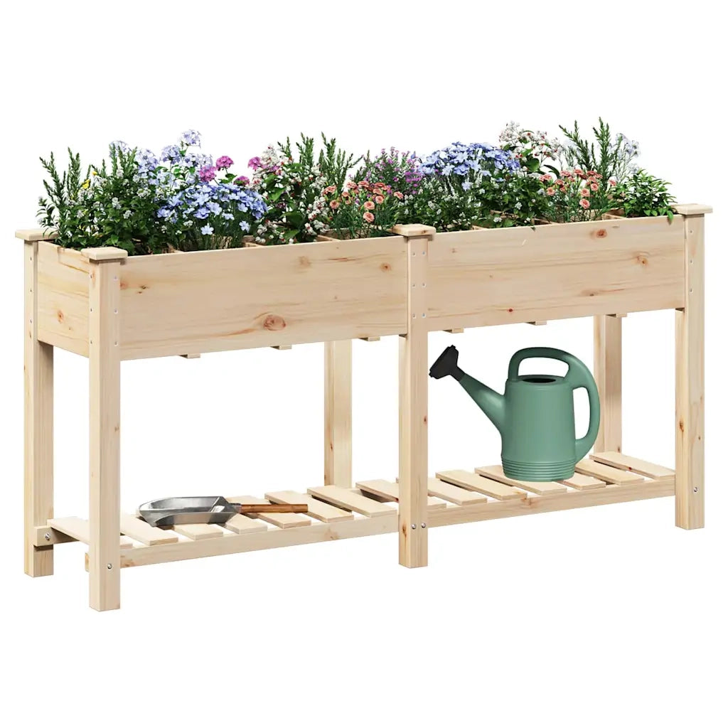 Vaso da giardino con lo scaffale-Fioriera con Mensola Esterno-Contenitore per Piante Beige 161,5 x 45 x 76,5 cm