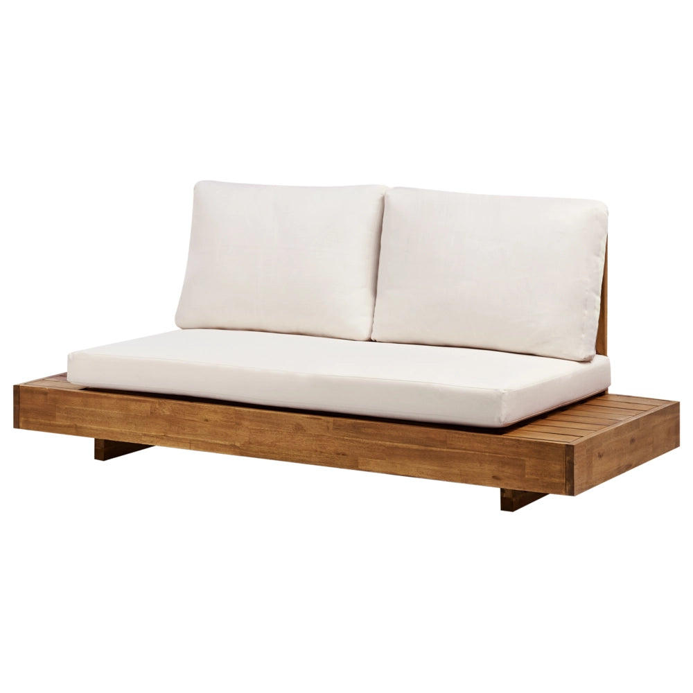 Divano da giardino in legno chiaro certificato Acacia per esterni a 2 posti con cuscini Design moderno e mediterraneo
