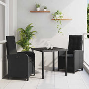 Set da Pranzo per Giardino con cuscino 3 pcs Nero polyrattan 3380260