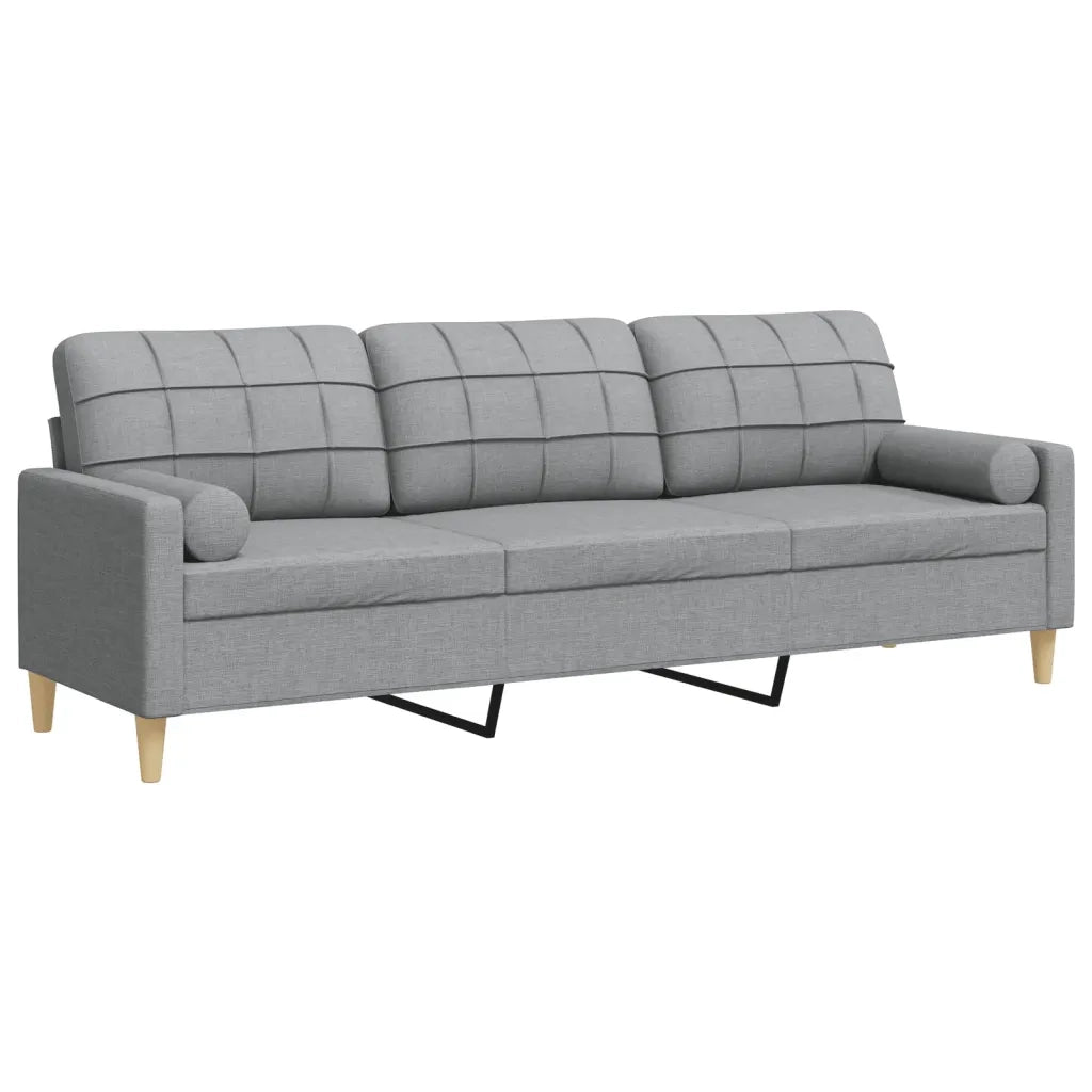 Divano | Divano da soggiorno | Sofa a 3 Posti con Cuscini Grigio Chiaro 210 cm in Tessuto