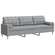 Divano | Divano da soggiorno | Sofa a 3 Posti con Cuscini Grigio Chiaro 210 cm in Tessuto