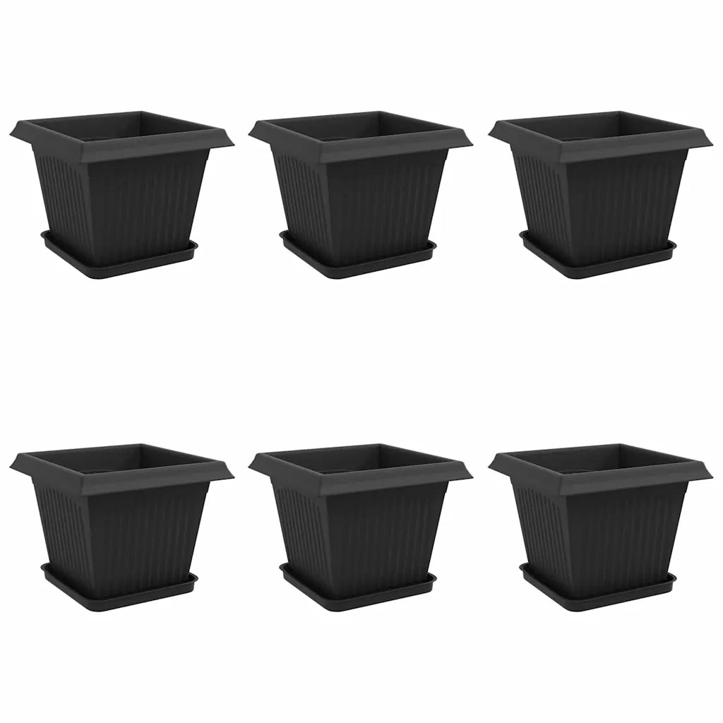 Fioriere | Cassetta per fiori | Vasi per Piante 6 pz Nero 33 x 33 x 26 cm Plastica