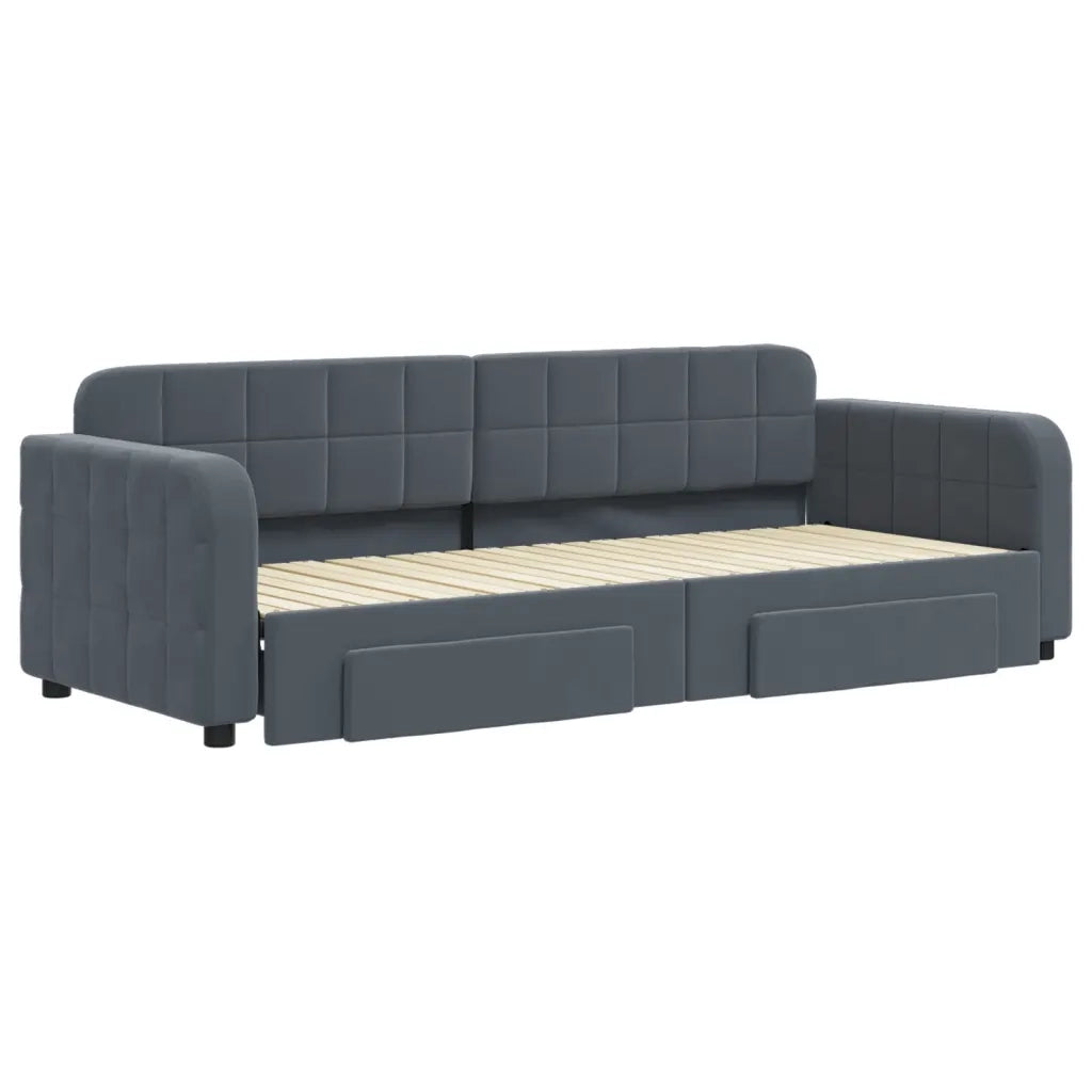 Divano letto | Sof¨¤ letto | Letto singolo Estraibile Cassetti Grigio Scuro 80x200cm Velluto
