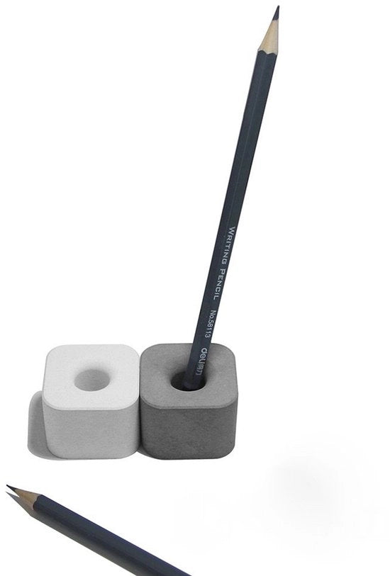 Supporto per spazzola per denti, supporto per pennarelli e supporto per spazzola in cemento, progetto geometrico decorativo accessori da bagno industriale (set di 2 angoli rotondi bianco e grigio)