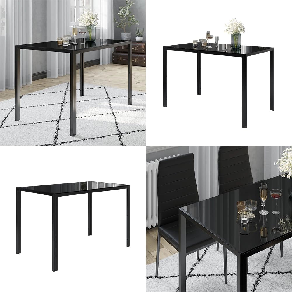 Tavolo da pranzo Grand, Nero, 120 x 70 cm, per l’utilizzo come set da pranzo in cucina o sala da pranzo
